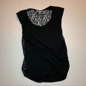 Maje Black Lace Back Sleeveless Top
